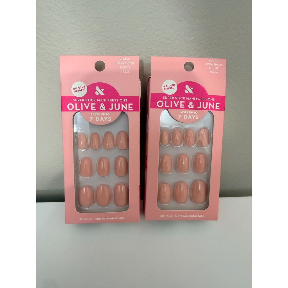 Olive & June Press-On Nails Women OS Nude Round Extra Short 2pk NWT
